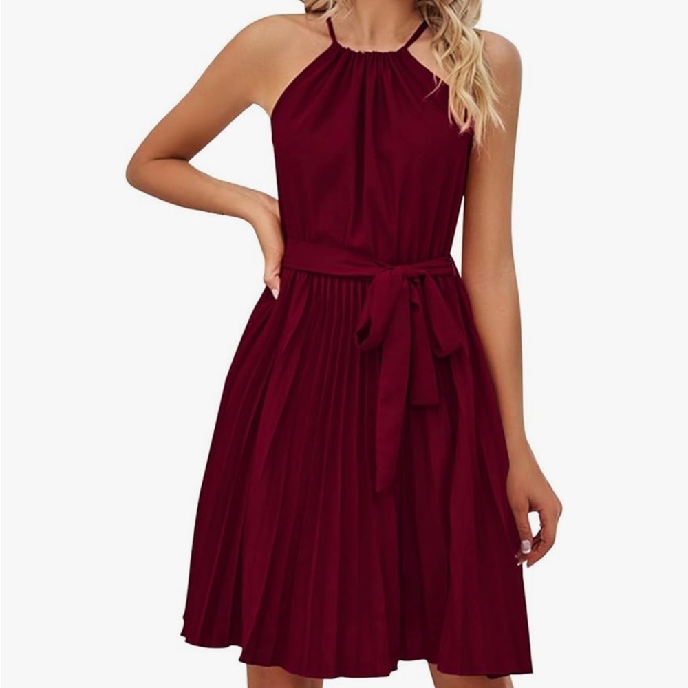 Elegant Burgundy Halter Dress